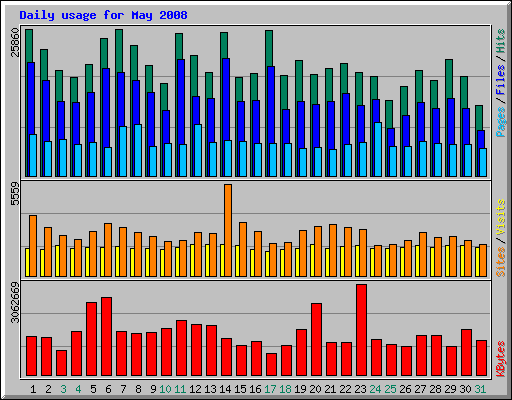 Daily usage for May 2008