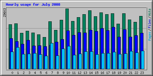 Hourly usage for July 2008