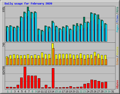Daily usage for February 2020
