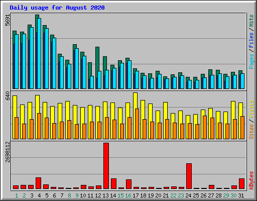 Daily usage for August 2020