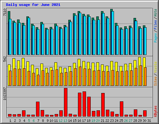 Daily usage for June 2021