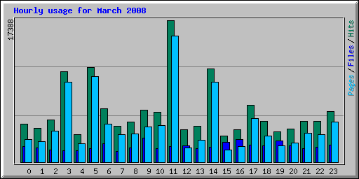 Hourly usage for March 2008